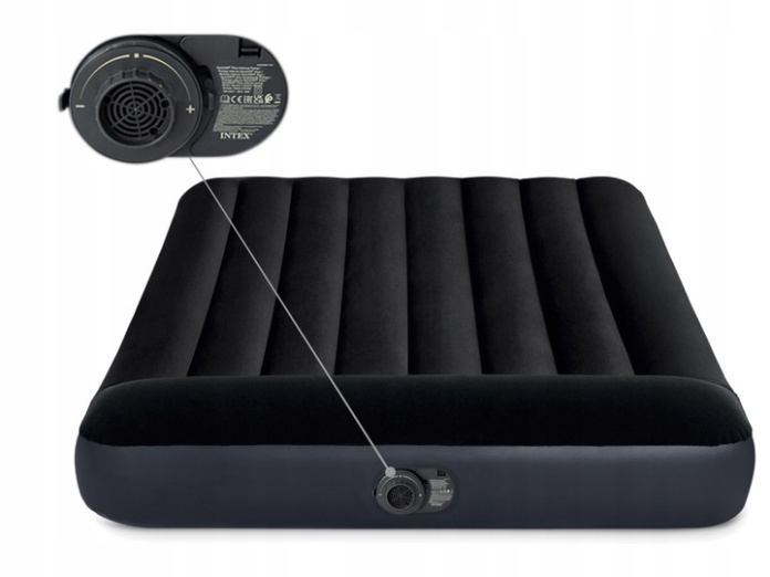 Materac dmuchany dwuosobowy z wbudowaną pompką elektryczną INTEX 64148 – 191 x 137 x 25 cm